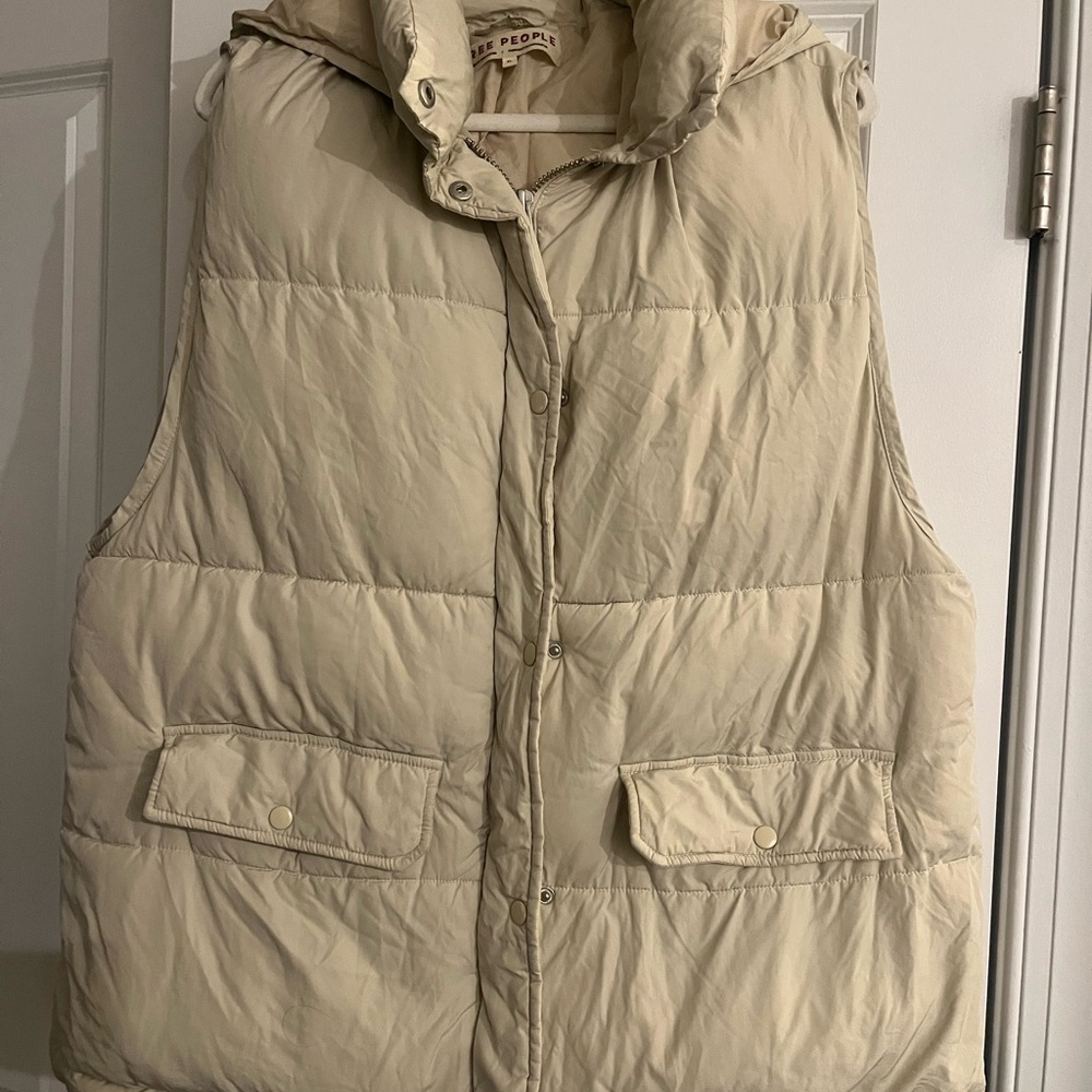 Free People Off-White Quilted Vest
